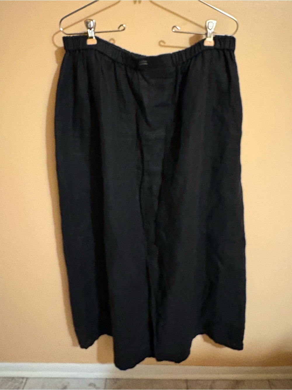 Flax linen black midi skirt